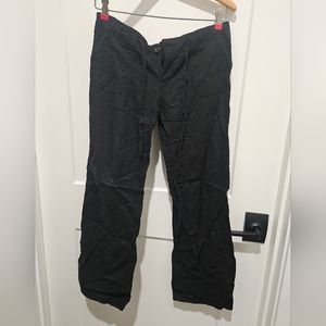 Black low rise flare linen pants